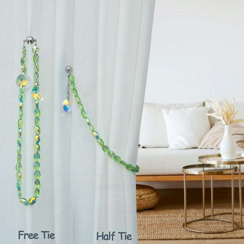Pedobo Magnetic Curtain Tiebacks, 2 Pack Crystal Beaded Sun & Moon Pendants Sheers/Draperies Holdbacks for Window Home Office Decor (Green) - Image 5